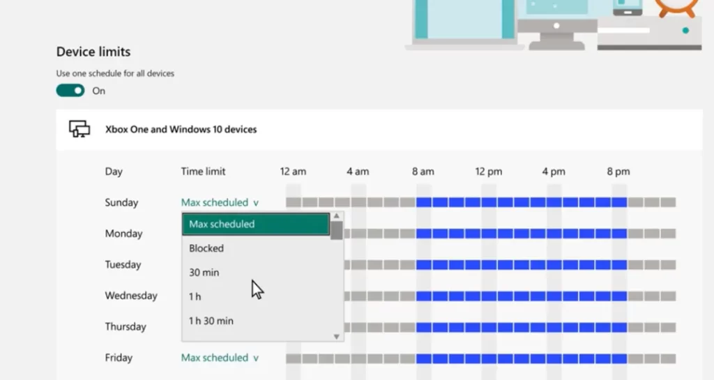 screen time scheduling in windows 10   