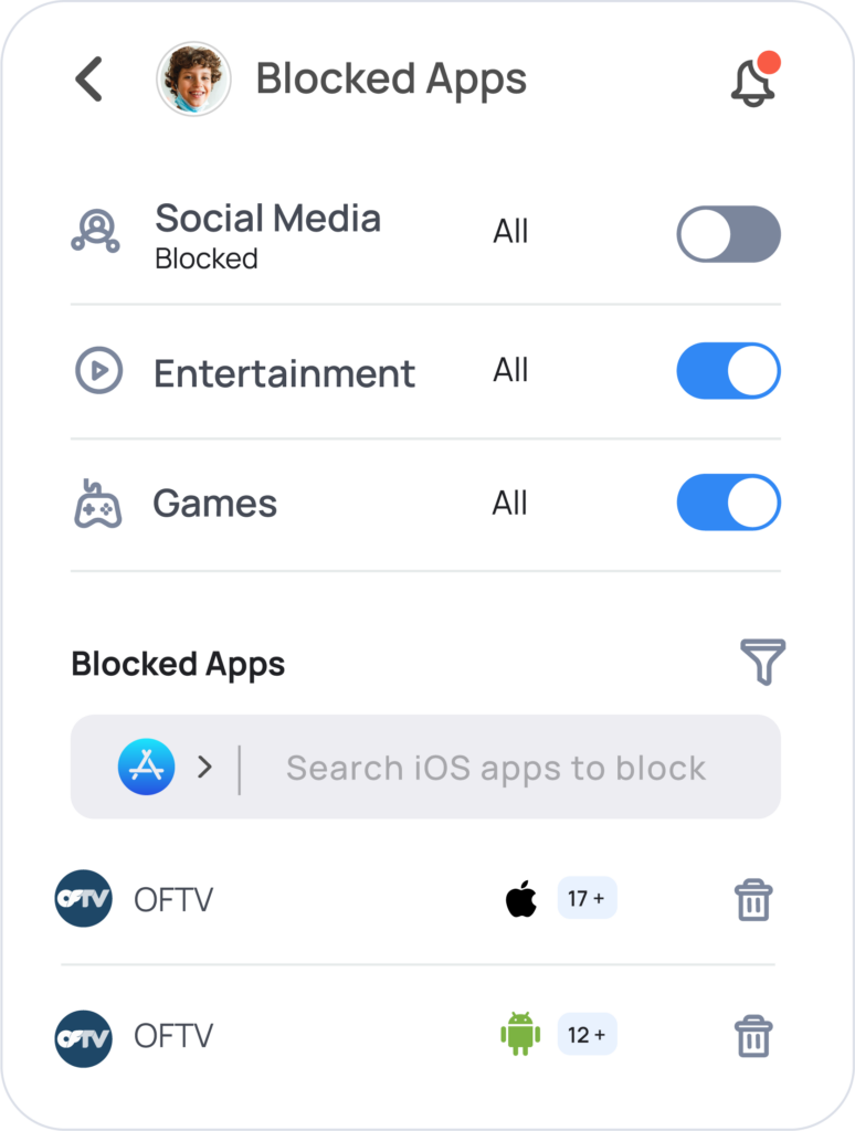 Social meda blocker for kid-friendly smart devices