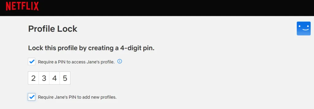 Authenticating netflix using Netflix parental controls
