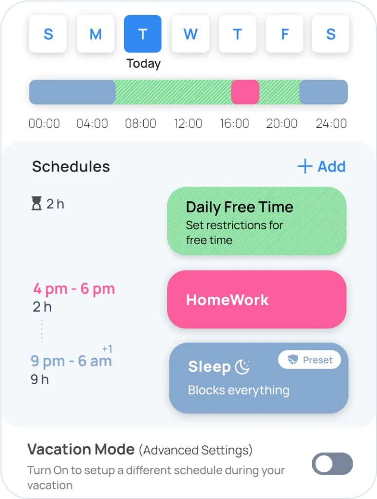 Educational apps for kids scheduling  time 

