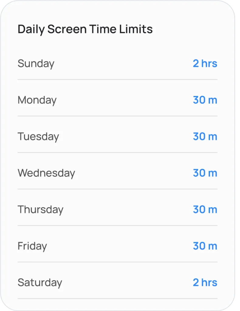 Screen time management