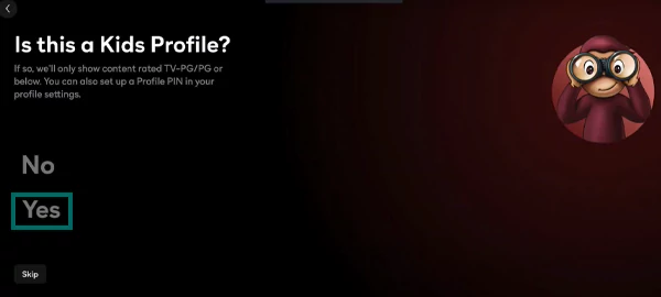 Kid's profile in peacock app