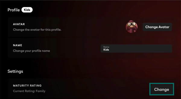 Change maturity setting in peacock app