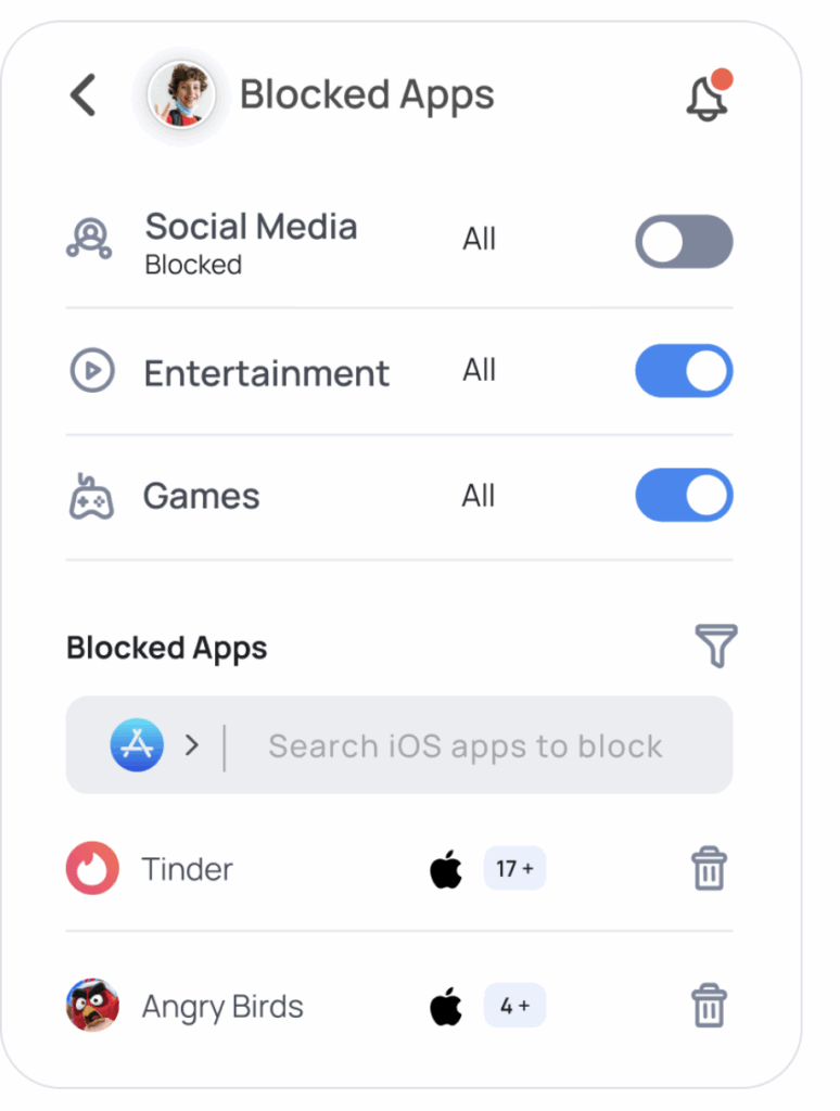 App blocking using Mobicip