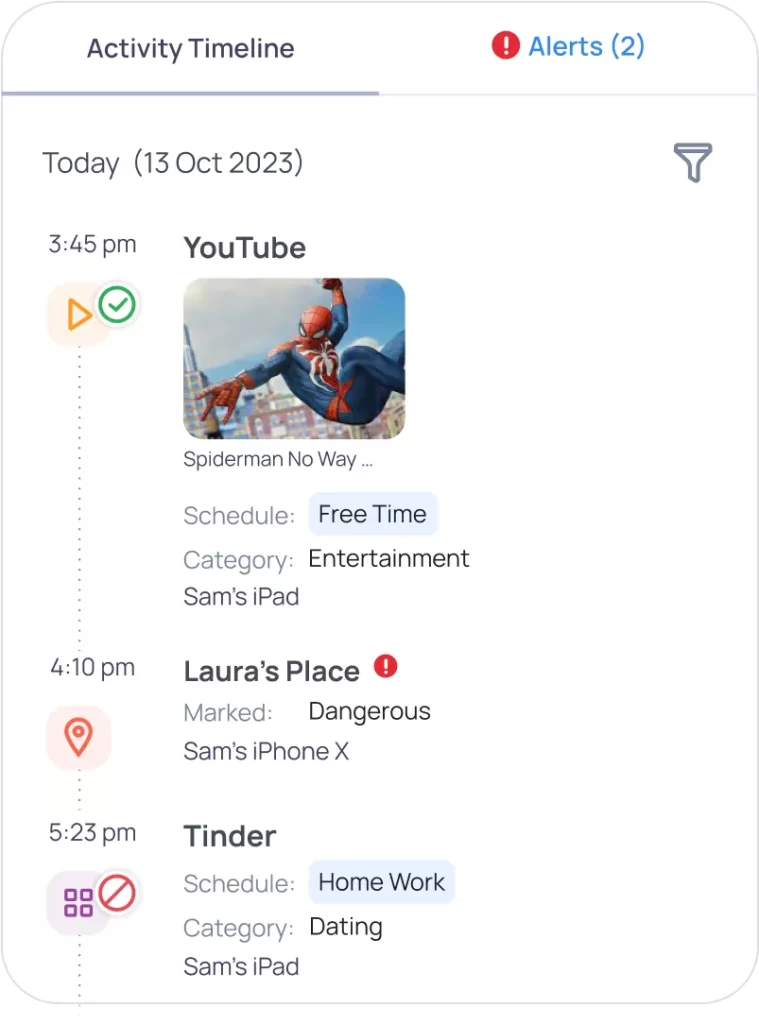 monitoring activity logs using mobicip 