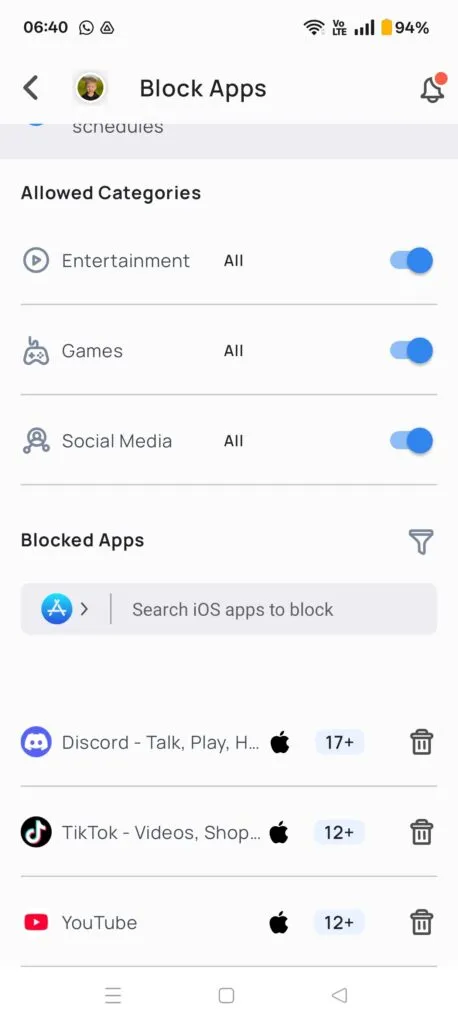 Mobicip dashboard preventing common screen time hacks and bypasses